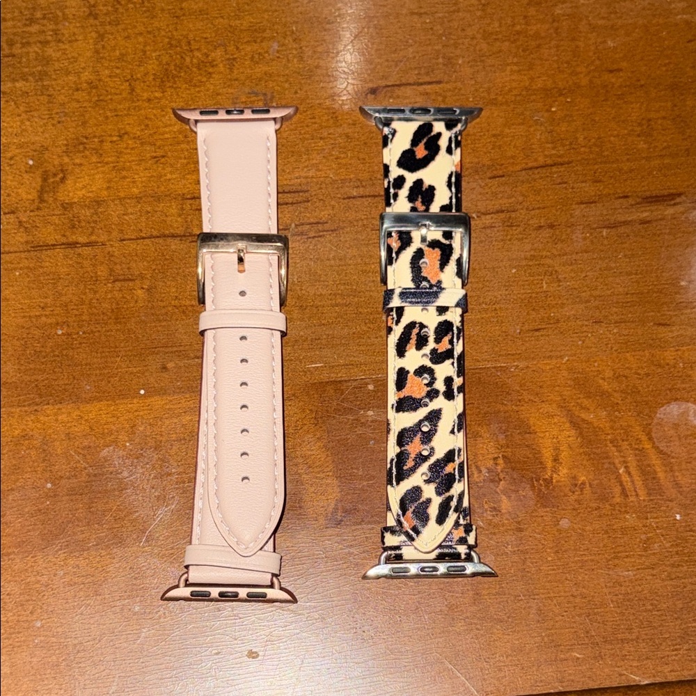 Leopard and Beige/Light Pink Apple Watch Bands